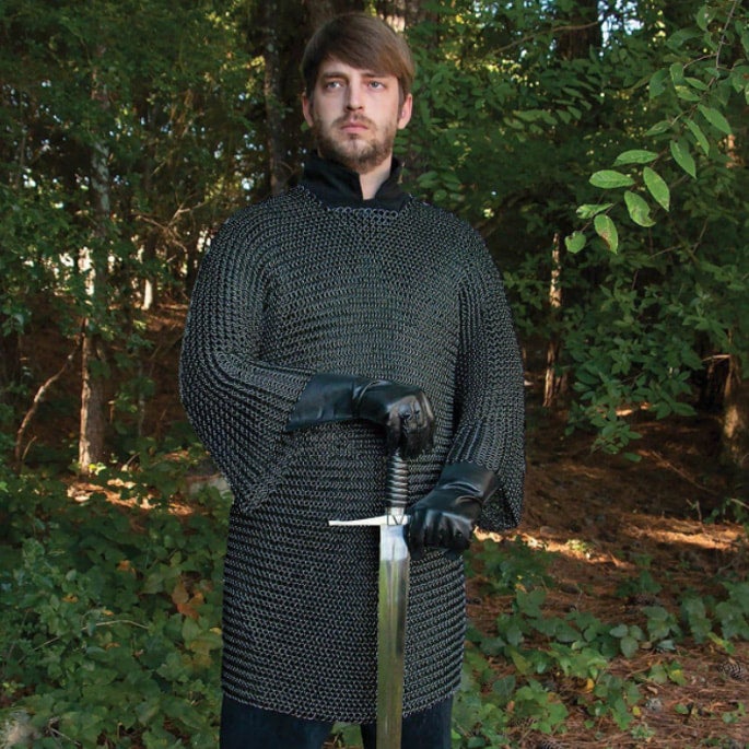 Medieval Chainmail Shirt M Blackend Butted Chain Mail Costume